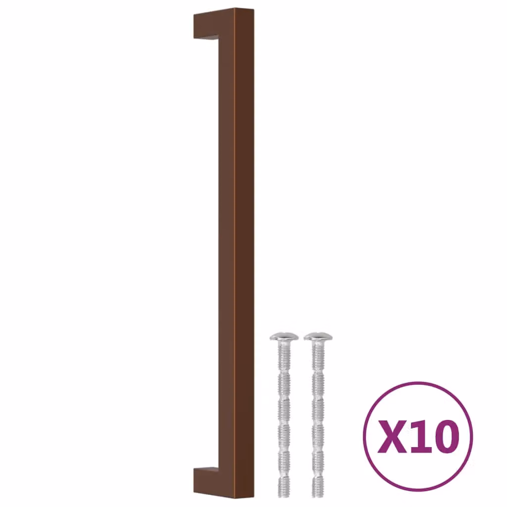 Berkfield Home 10-piece Stainless Steel Bar Cabinet Handles in Bronze Brown, 224 mm – 2