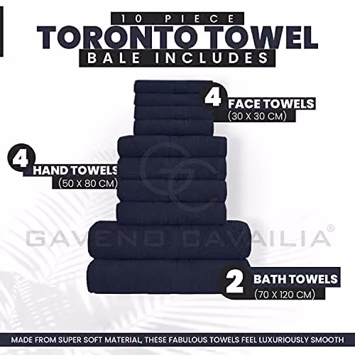 GAVENO CAVAILIA 10 Piece Egyptian Cotton Towel Set in Blue – 3