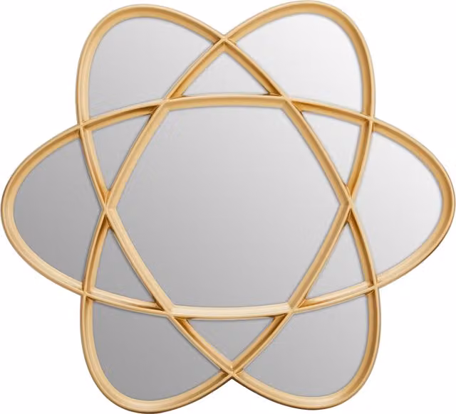 Orsina Contemporary Gold Oval Wall Mirror with Geometric Looping Design, W/H: 120 x 120 cm – 1