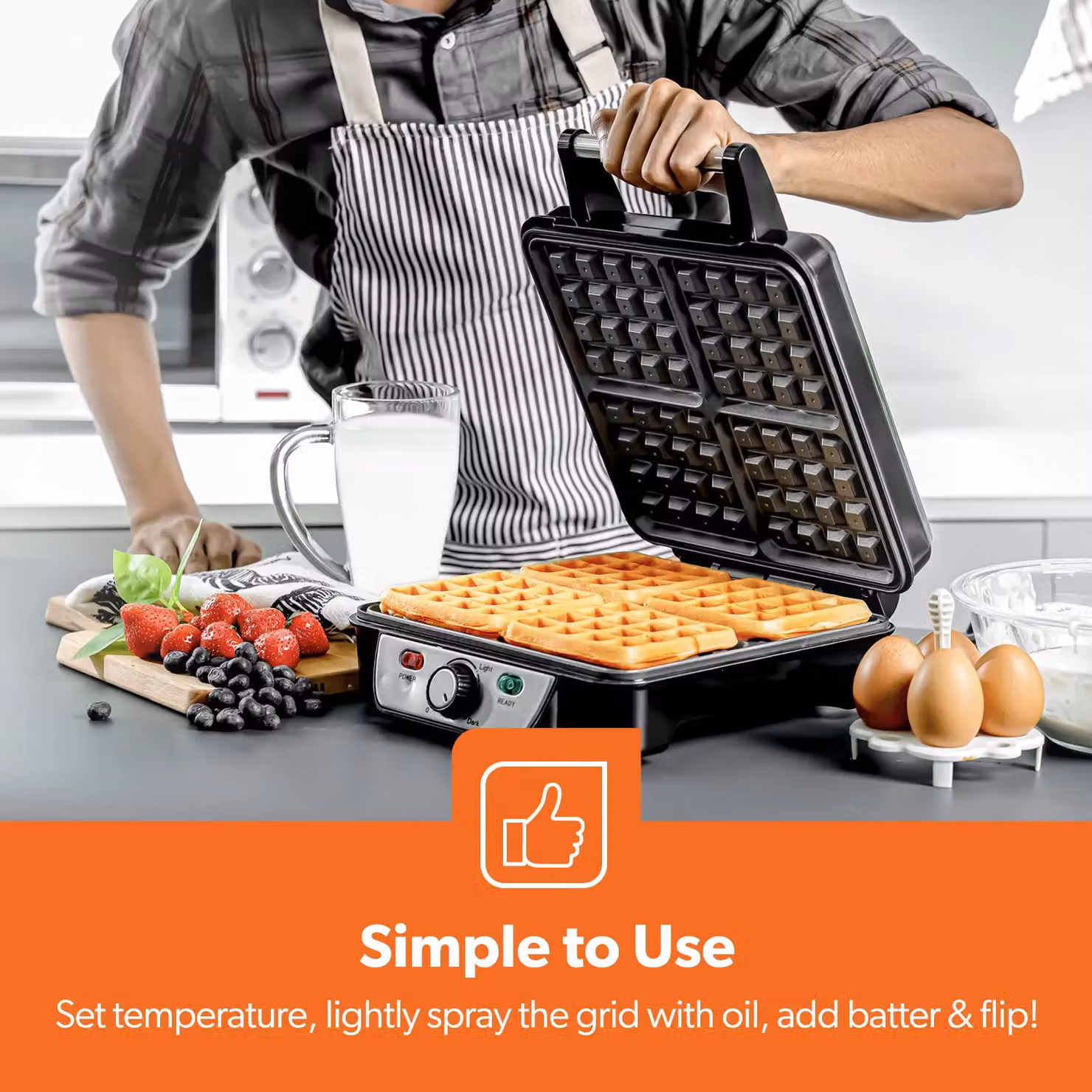 Geepas 4 Slice Non-Stick Waffle Maker in Silver – 5