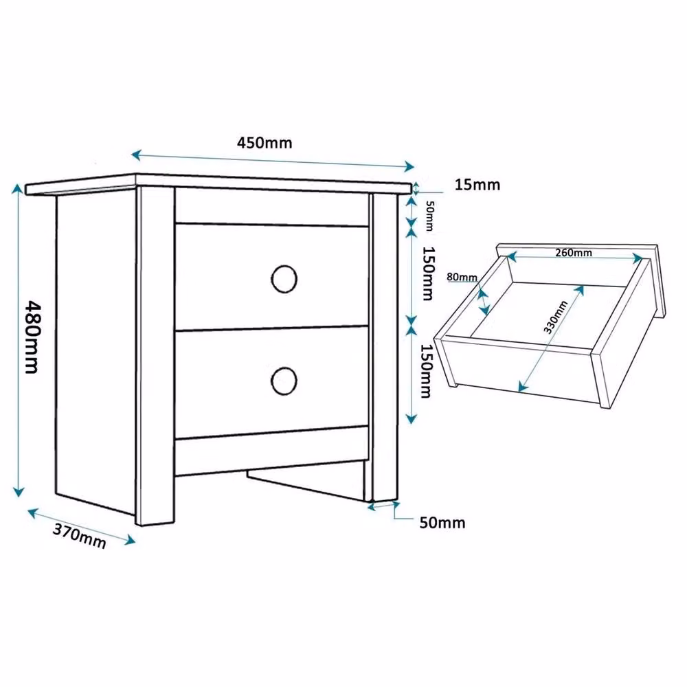 PAWNORA Modern Blue Bedroom Bedside Table – 2