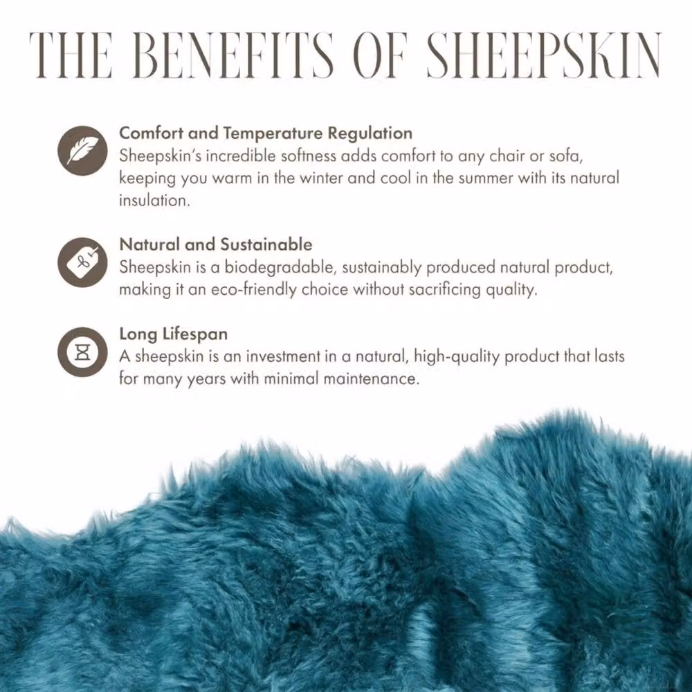 Infinity Leather Blue Real Sheepskin Wool Rug, W: 180 cm, D: 60 cm – 5