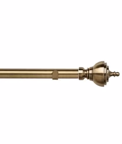 New Edge Blinds 28mm Fixed Metal Eyelet Curtain Pole Set with Vienna Finial in Antique Brass and Gold