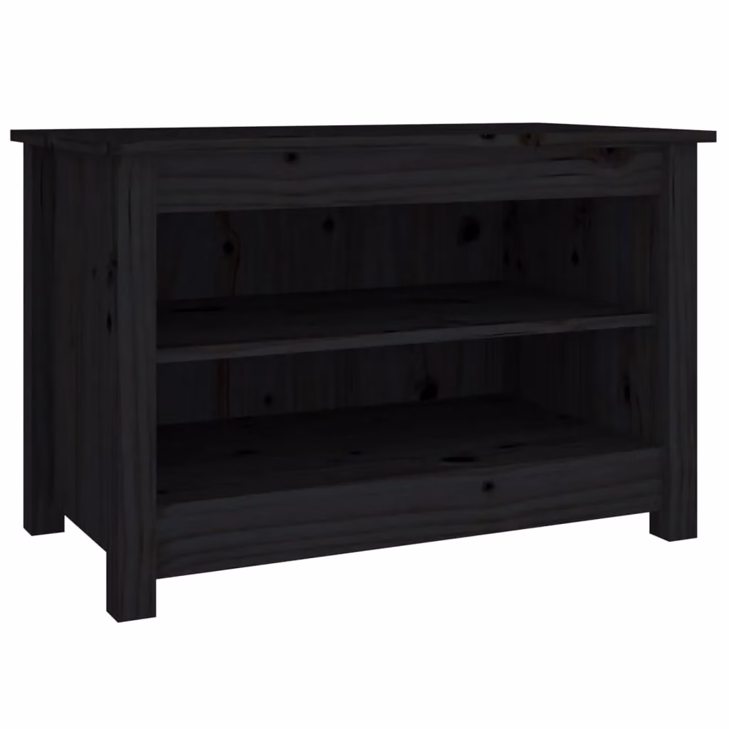 Berkfield Home Black Rustic Solid Pine Shoe Bench W/D/H: 70 x 38 x 45.5 cm – 2