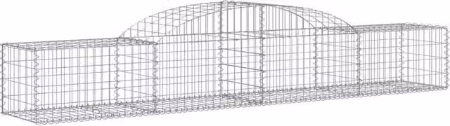 Berkfield Home Decorative Arched Gabion Baskets, 2 Piece Set, Silver Galvanised Steel, W/D/H: 300 x 50 x 40/60 cm – 1