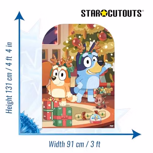 Star Cutouts SC4536 Bluey Christmas Stand-In Cardboard Cutout, Blue and Multicolour, Height: 131 cm – 2