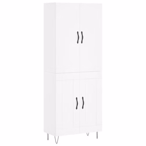vidaXL Modern White Highboard with Hinged Doors and Internal Shelves, W/D/H: 69.5 x 34 x 180 cm