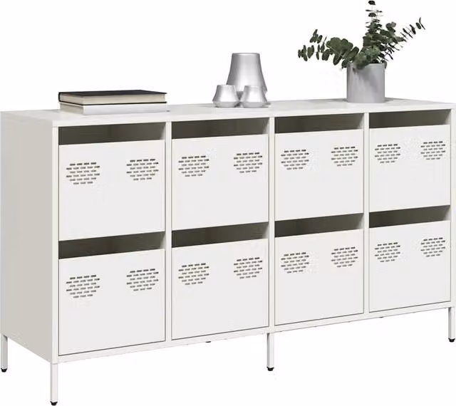 Berkfield Home Modern White Matt Metal Sideboard W/D/H: 135 x 39 x 73.5 cm