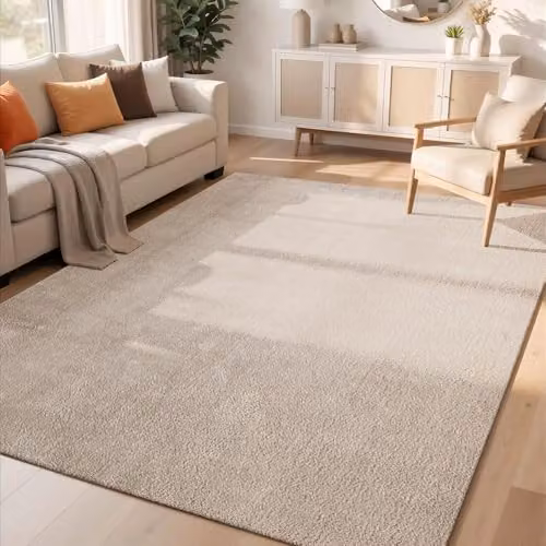 Desire Rugs Plain Modern Non-Slip Washable Living Room Area Rug, Beige, W: 160 cm, L: 220 cm