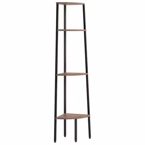 vidaXL 4-Tier Modern Freestanding Corner Shelf in Dark Brown and Black, W/D/H: 45.5 x 31.5 x 150 cm – 1