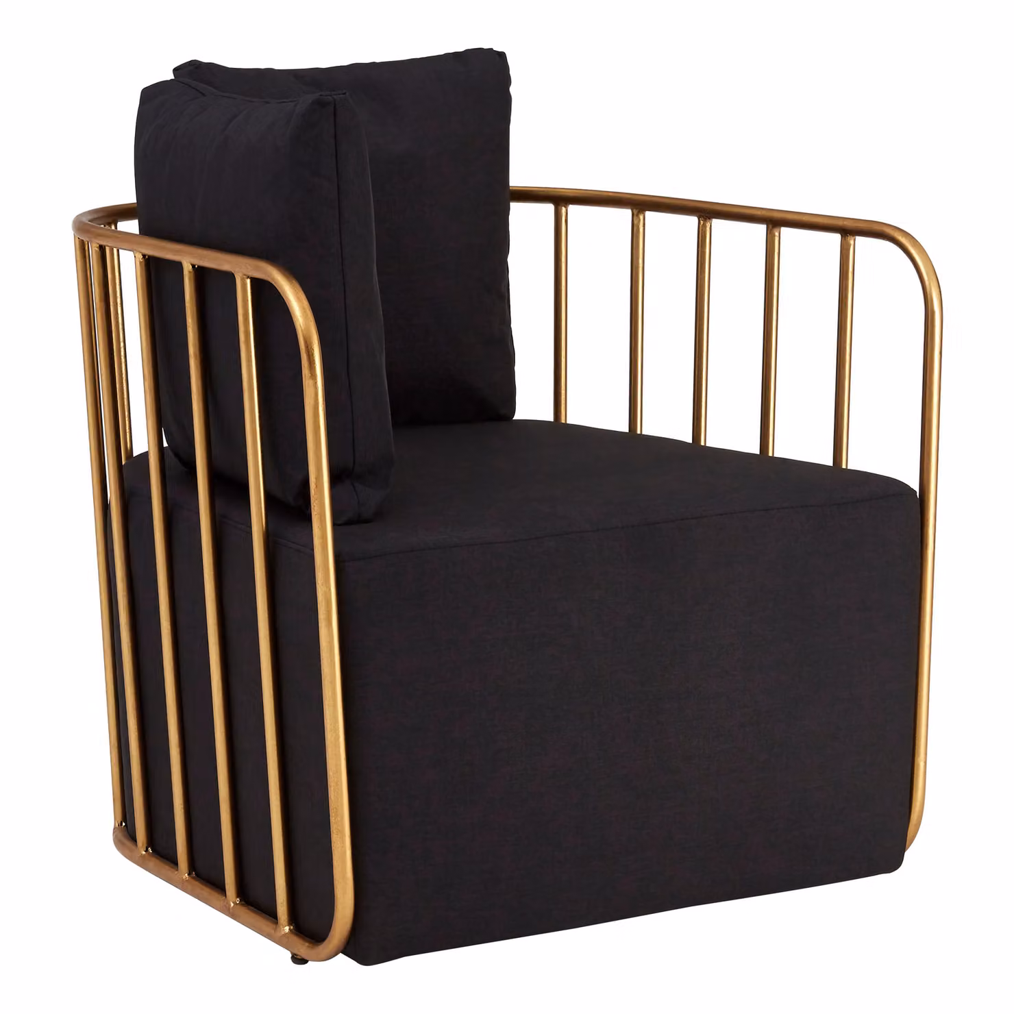 Orsina Accent Chair with Black Fabric Seat and Gold Metal Frame – 4
