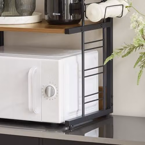 SoBuy Industrial Kitchen Appliance Storage Rack with Adjustable Shelves in Brown and Black – 5
