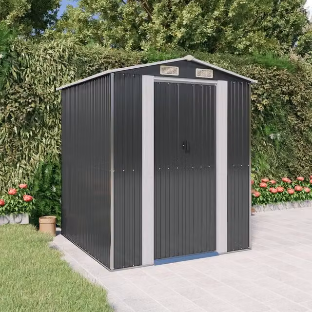 Berkfield Home Modern Garden Shed in Anthracite and Black Galvanised Steel, W/D/H: 192 x 191 x 223 cm – 1