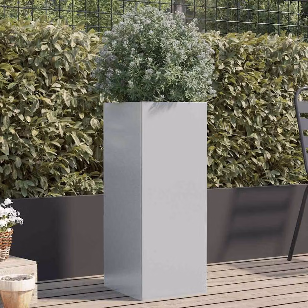 Berkfield Home Silver Galvanised Steel Planter Tub W/D/H: 32 x 29 x 75 cm – 2