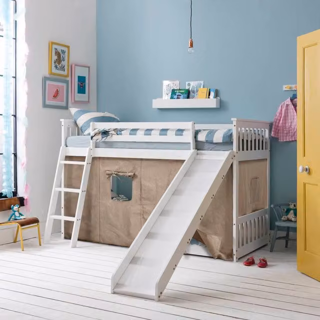 Noa and Nani Canvas Play Tent for Tuva Low Bunk Bed in Sand, White and Multicolour