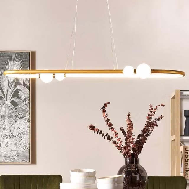 Wyld and Coco Gold Oval Pendant Light with Integrated Warm White LED and Adjustable Cord