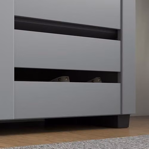 HOMCOM Shoe Storage Cabinet with Hinged Doors and Internal Shelves for 15 Pairs of Shoes, Grey – 6