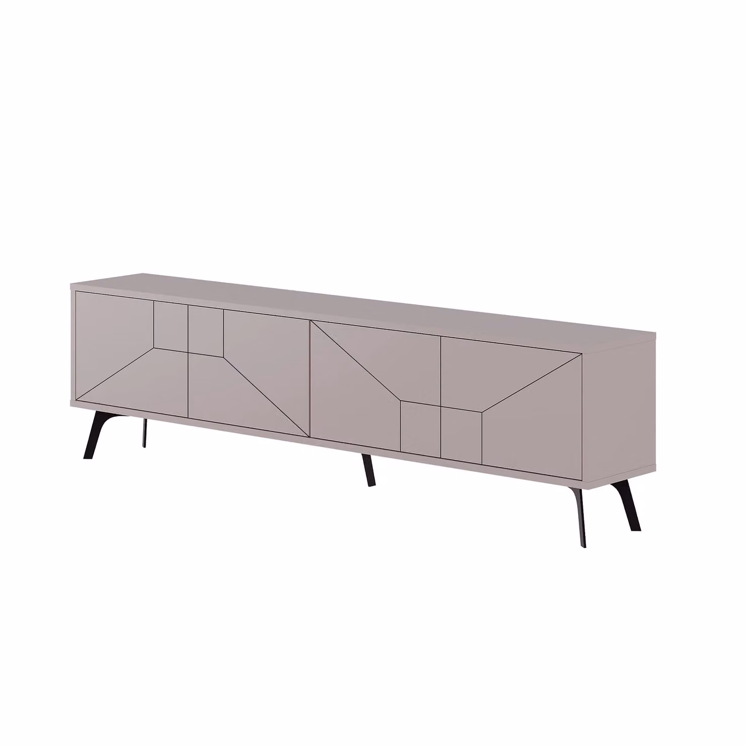 Decortie Dune Modern Geometric TV Unit Multimedia Centre in Grey, 2 Pack – 2