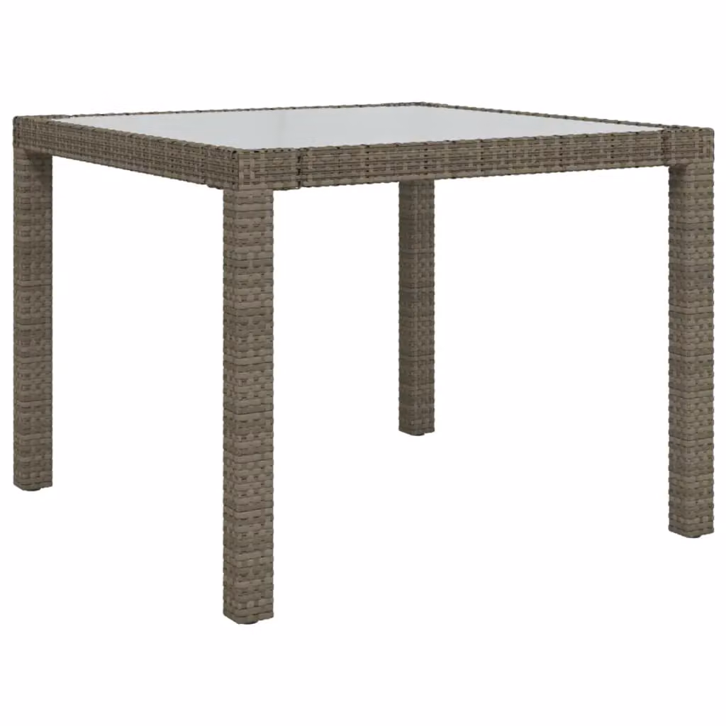 Berkfield Home Grey Poly Rattan Garden Table with Tempered Glass Top W/D/H: 90 x 90 x 75 cm – 2