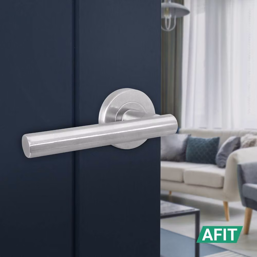 AFIT Olvera Range Satin Silver Round Rose Door Handles with T-Bar Latch, 1 Pair – 3