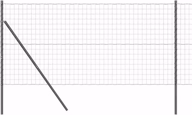 Berkfield Home Euro Fence with 7 Round Posts, Grey Galvanised Steel, 1 x 10 m – 1