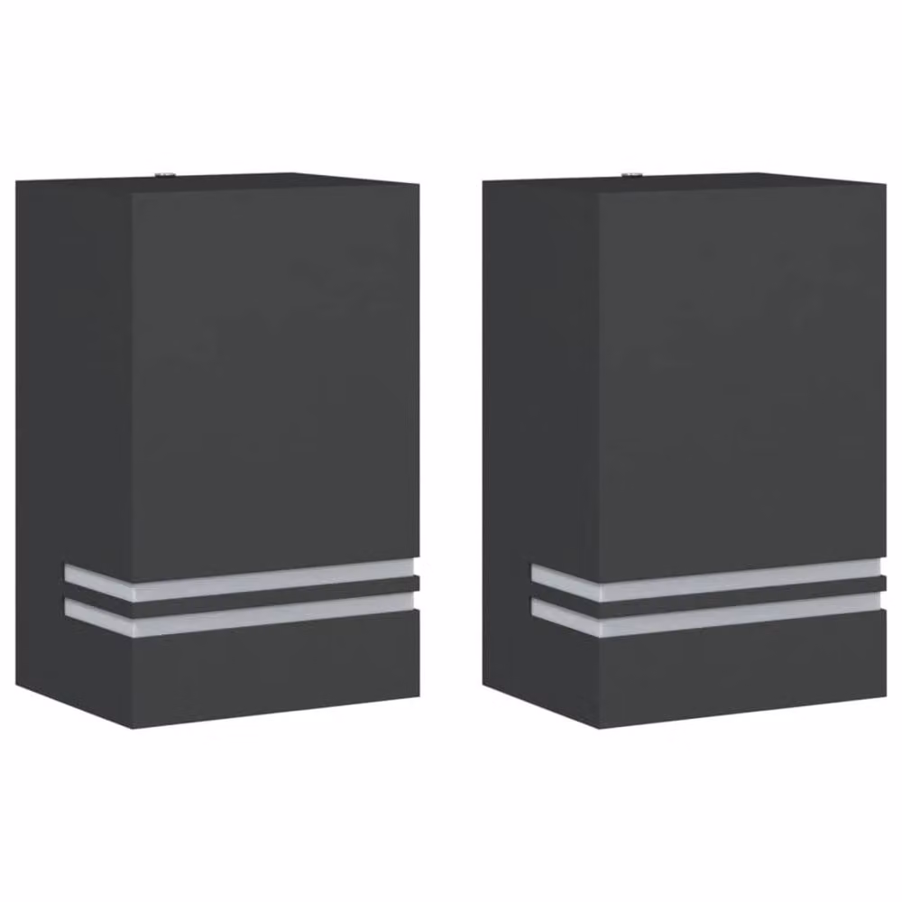 Berkfield Home Set of 2 Black Stainless Steel Modern Outdoor Wall Lights for Garden and Wall – 1