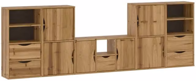 Berkfield Home ODDA 5 Piece Solid Wood Pine TV Unit with Storage in Brown