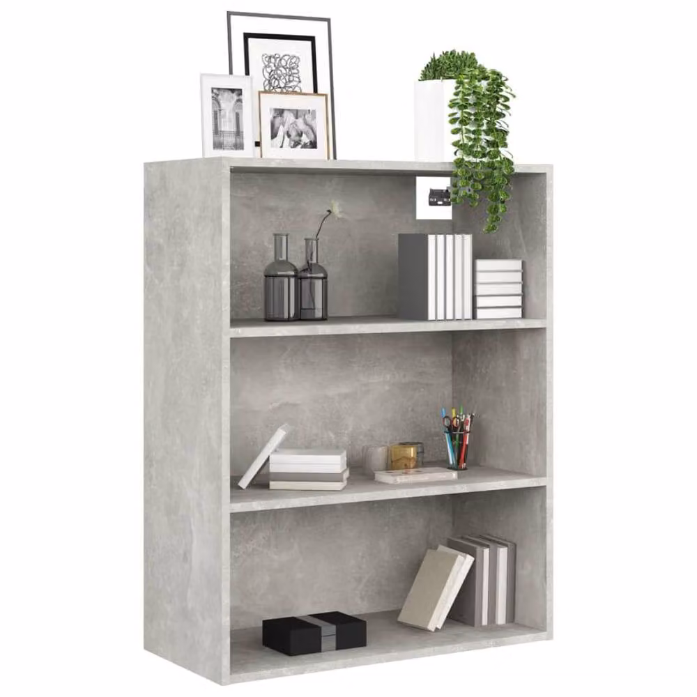 Berkfield Home Hanging Wall Cabinet in Concrete Grey, W/D/H: 69.5 x 32.5 x 90 cm – 2
