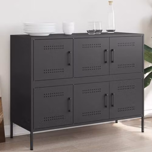 vidaXL Black Steel Sideboard, W/D/H: 100.5 x 39 x 79 cm – 2