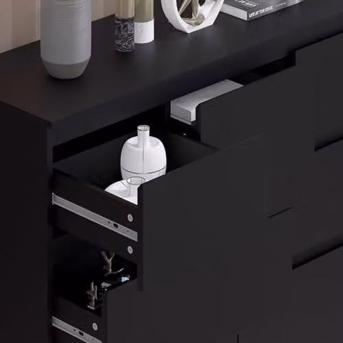 FWStyle Stora 7 Drawer Merchant Chest of Drawers in Matt Black, W: 106 cm, H: 81 cm, D: 40 cm – 3