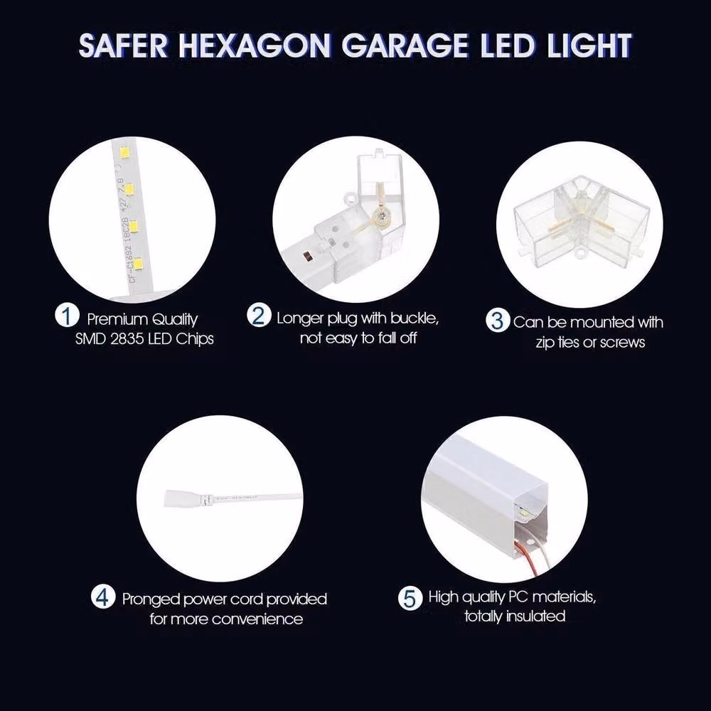 NESTLUNE 14 Hexagon LED Detailing Lighting with Border in White for Garage and Workshop – 5