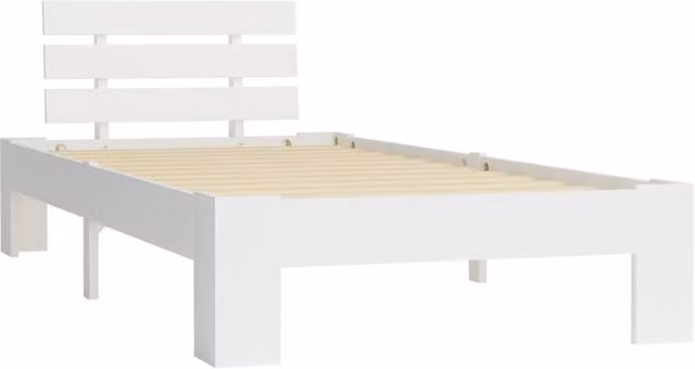 Berkfield Home Modern White Solid Pine Wood Bed Frame W: 90 cm, D: 200 cm, H: 66 cm