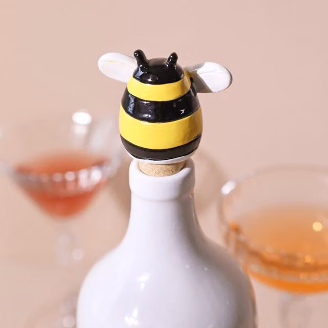 Lisa Angel Bee Bottle Stopper in Yellow, Black and White