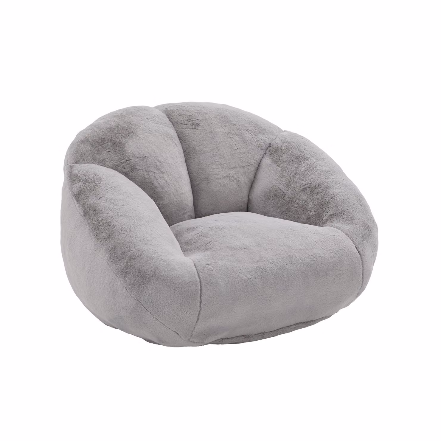 GOMYWAY Shell-Shaped Faux Fur Sofa in Grey with Shredded Memory Foam and Lumbar Support, L: 100 cm, W: 90 cm, H: 57 cm – 2