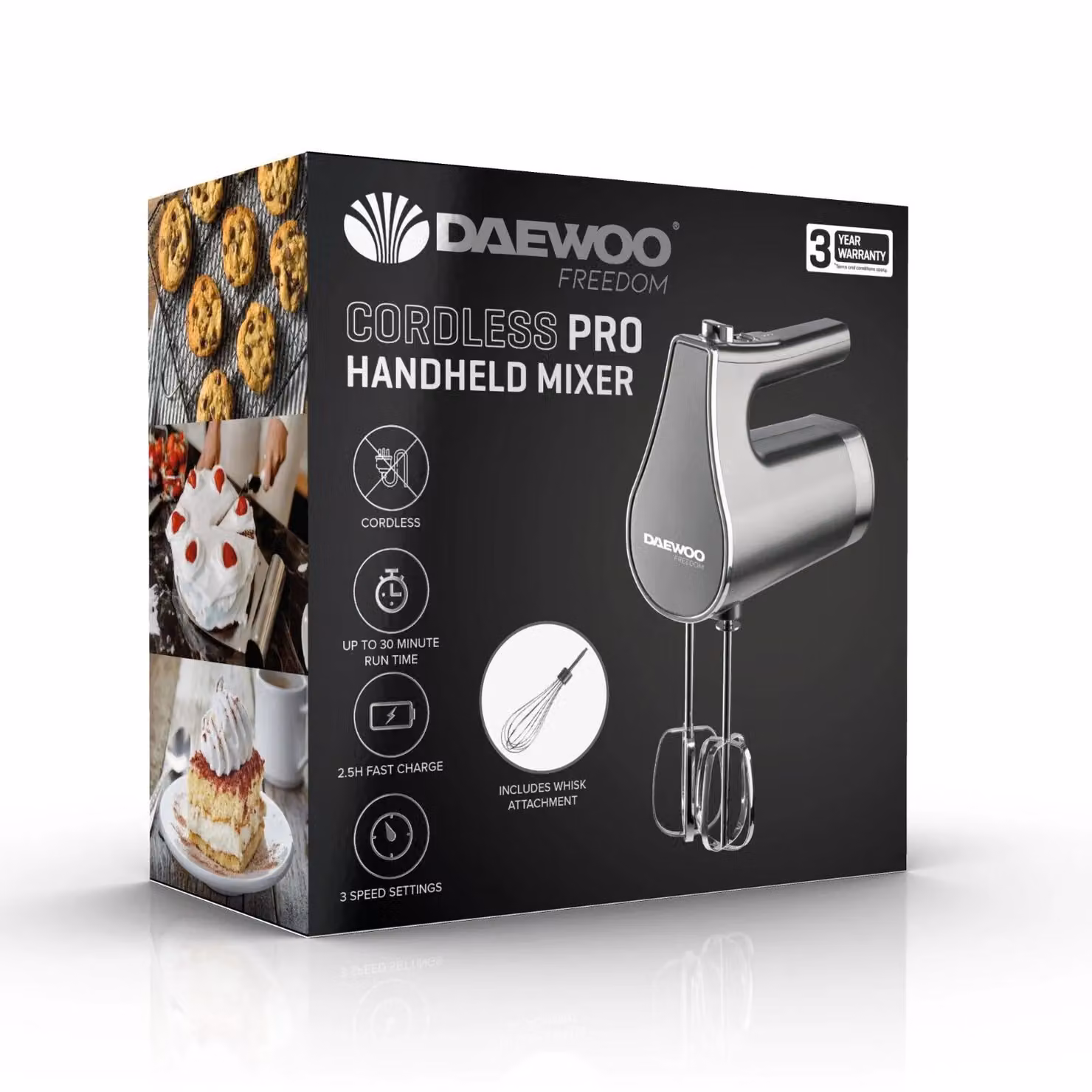 Daewoo Freedom Collection 200W Cordless Pro USB Rechargeable Hand Mixer and Whisk with 3 Speeds in Silver – 2