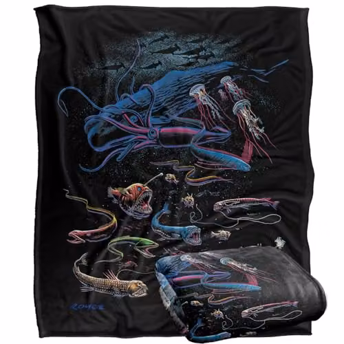 JQ Licensing Royce Mcclure Way Down Deep Fish Silky Touch Super Soft Fleece Throw Blanket, White, W/D/H: 152 x 127 cm – 5
