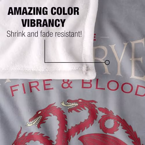 Warner Bros. Game of Thrones House Targaryen Sigil Super Soft Fleece Throw Blanket, Multicolour, W: 91.44 cm, L: 147 cm – 3