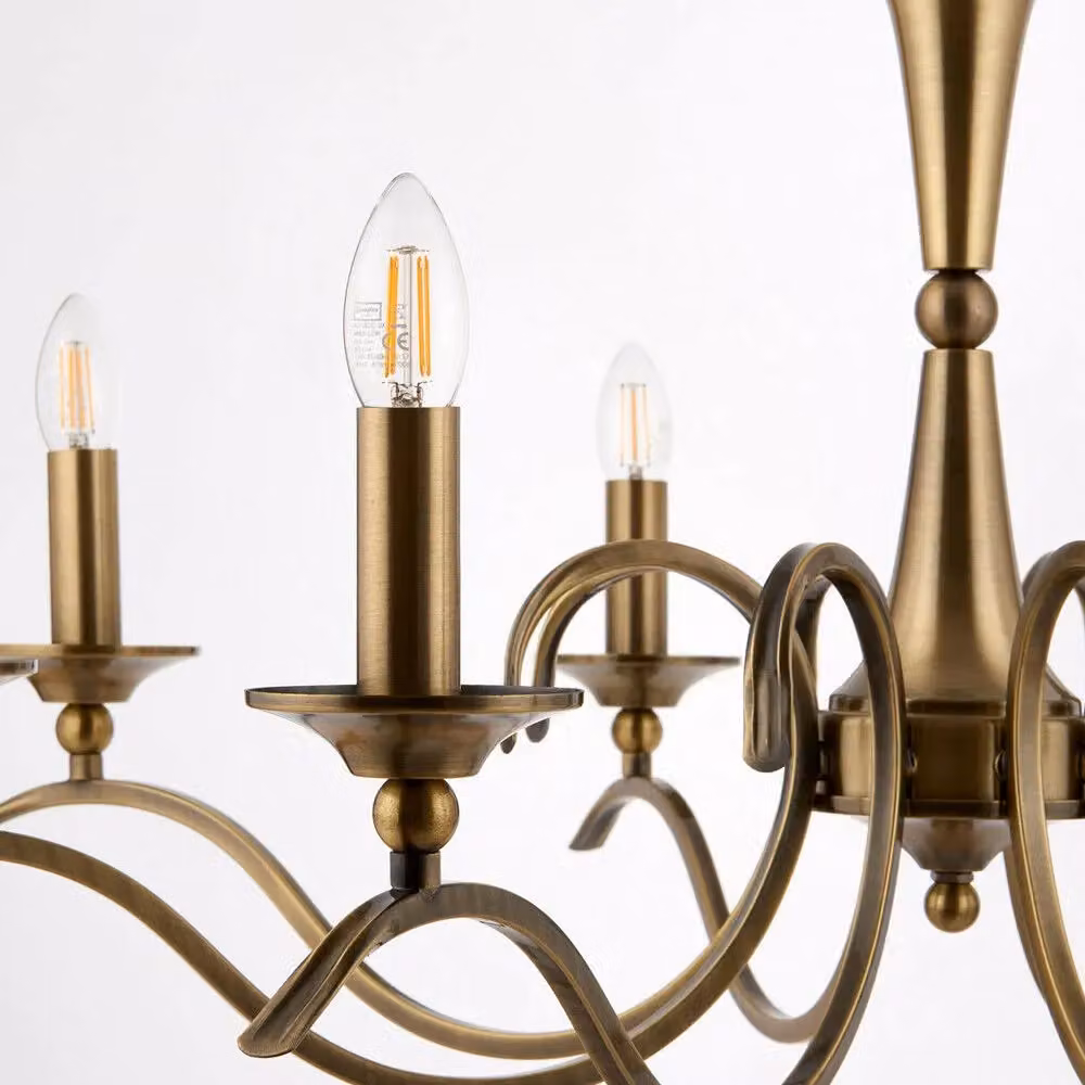 Loops 8-Light Hanging Flush Ceiling Pendant Chandelier in Antique Brass – 2