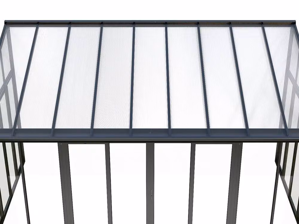 Vente-unique Aluminium and Polycarbonate Lean-to Veranda with UV Protection in Dark Grey – 3