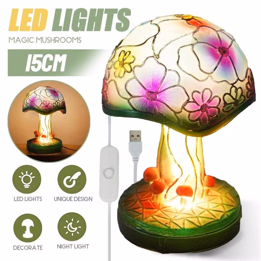 SPETLEK Multicolour Mushroom Resin Night Light with USB Connection – 2