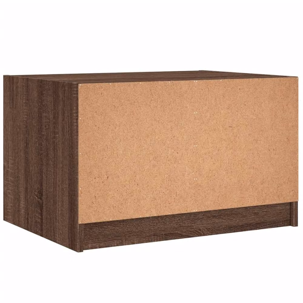 Berkfield Home Modern Coffee Table in Brown Oak with Glass Doors, W: 68 cm, D: 50 cm, H: 42 cm – 3