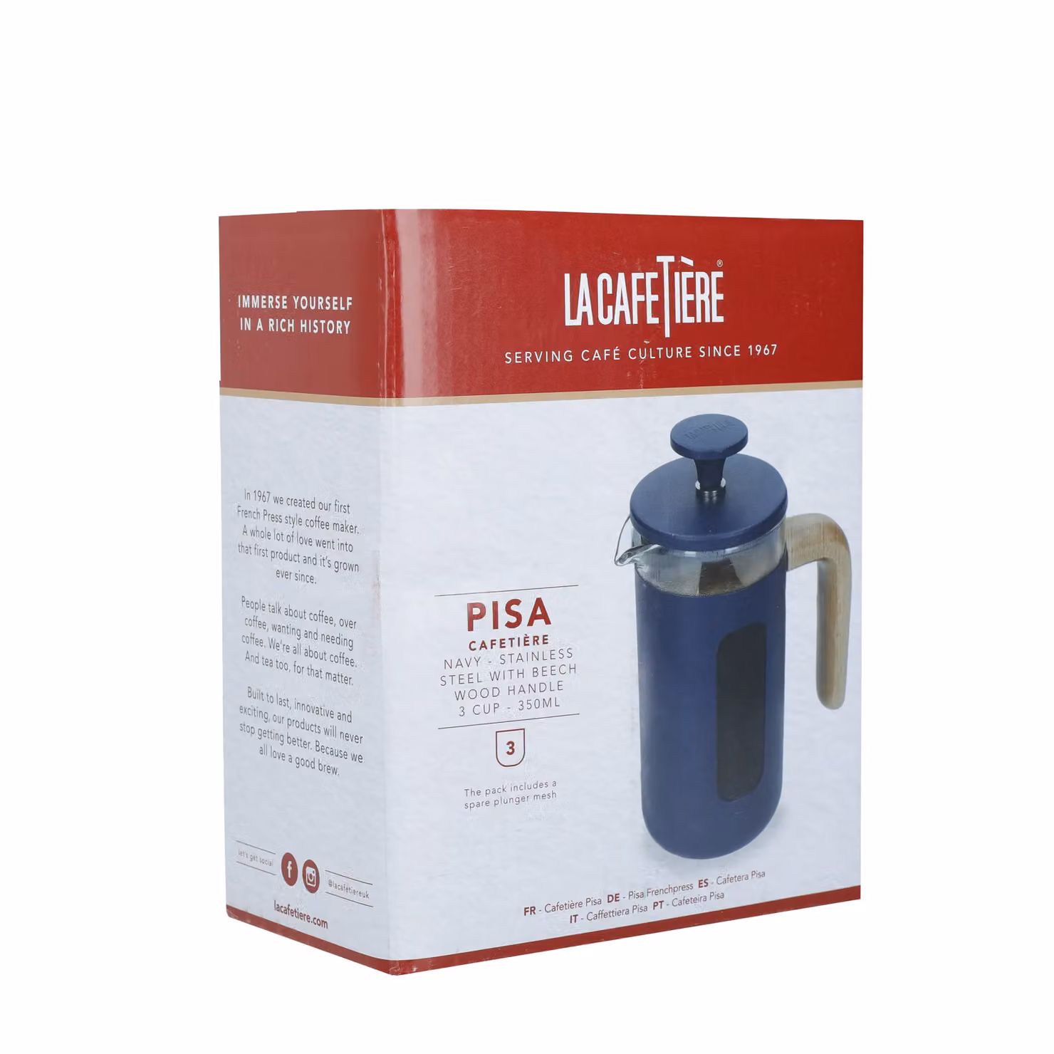 La Cafetiere Pisa 3-Cup Cafetiere, Blue – 3
