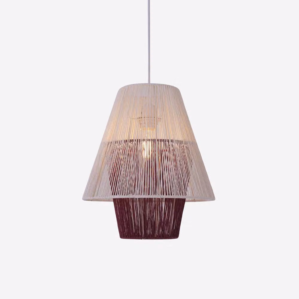 Living and Home Modern White and Purple Suspended Pendant Light with Paper Rope Design – 4