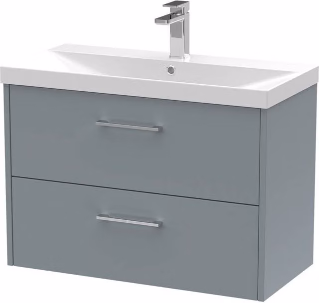 Balterley Winshill Contemporary 2 Drawer Wall Hung Vanity Basin Unit, Grey