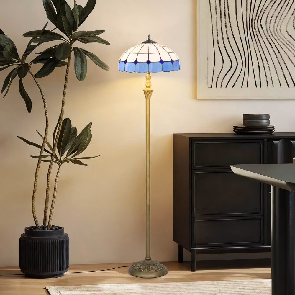Wyld Haus Luel Tiffany Style Floor Lamp in Bronze Tone Metal and Multicolour Glass, Height: 152 cm – 7