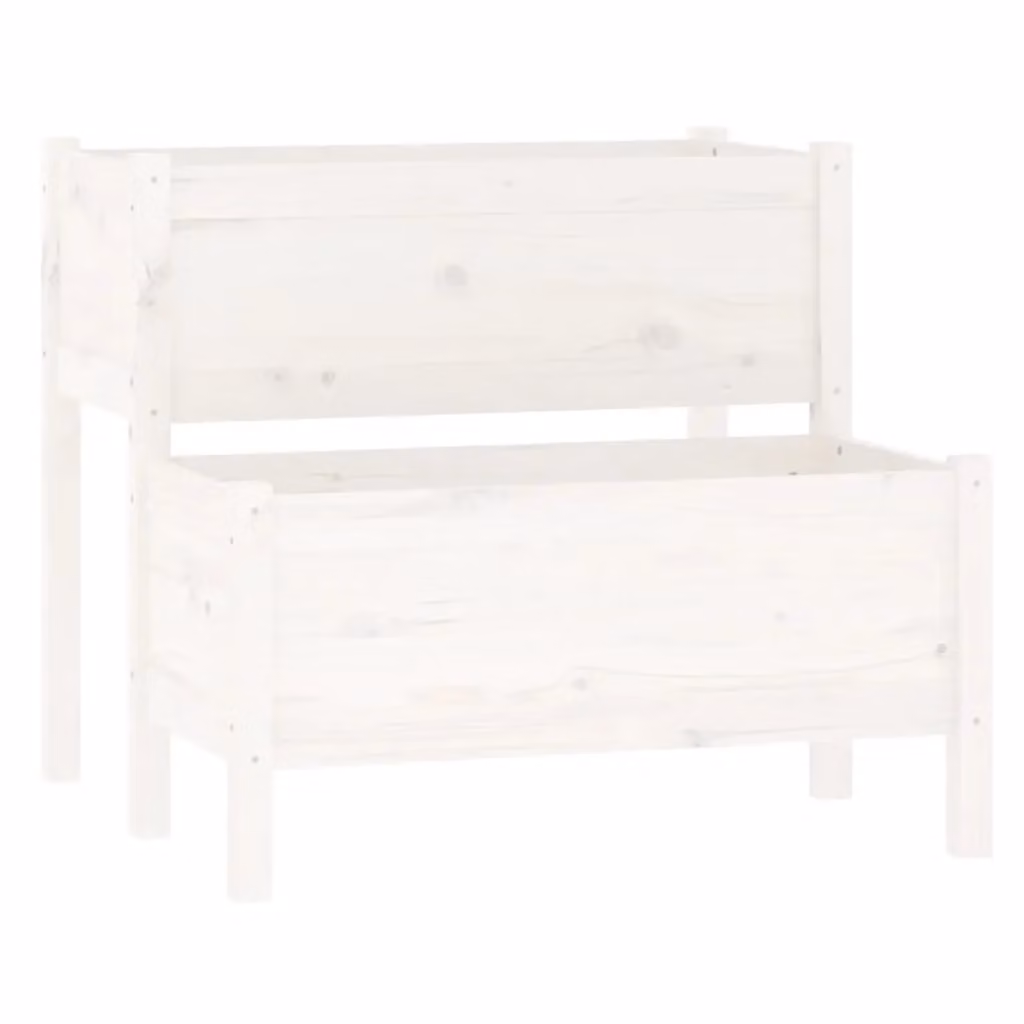 Berkfield Home White Wooden Raised Bed Planter, W: 84.5 cm, D: 84 cm, H: 75 cm – 2