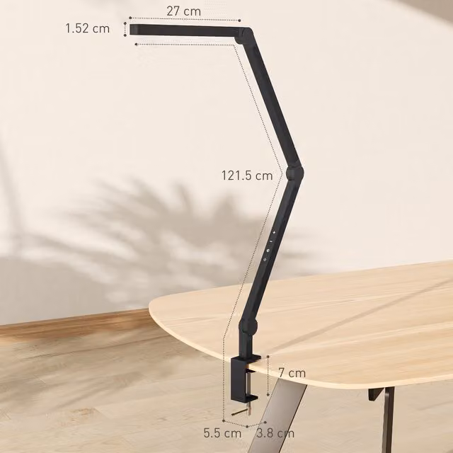 HOMCOM LED Tabletop Desk Lamp with Touch Control and 2 Colour Modes, Black