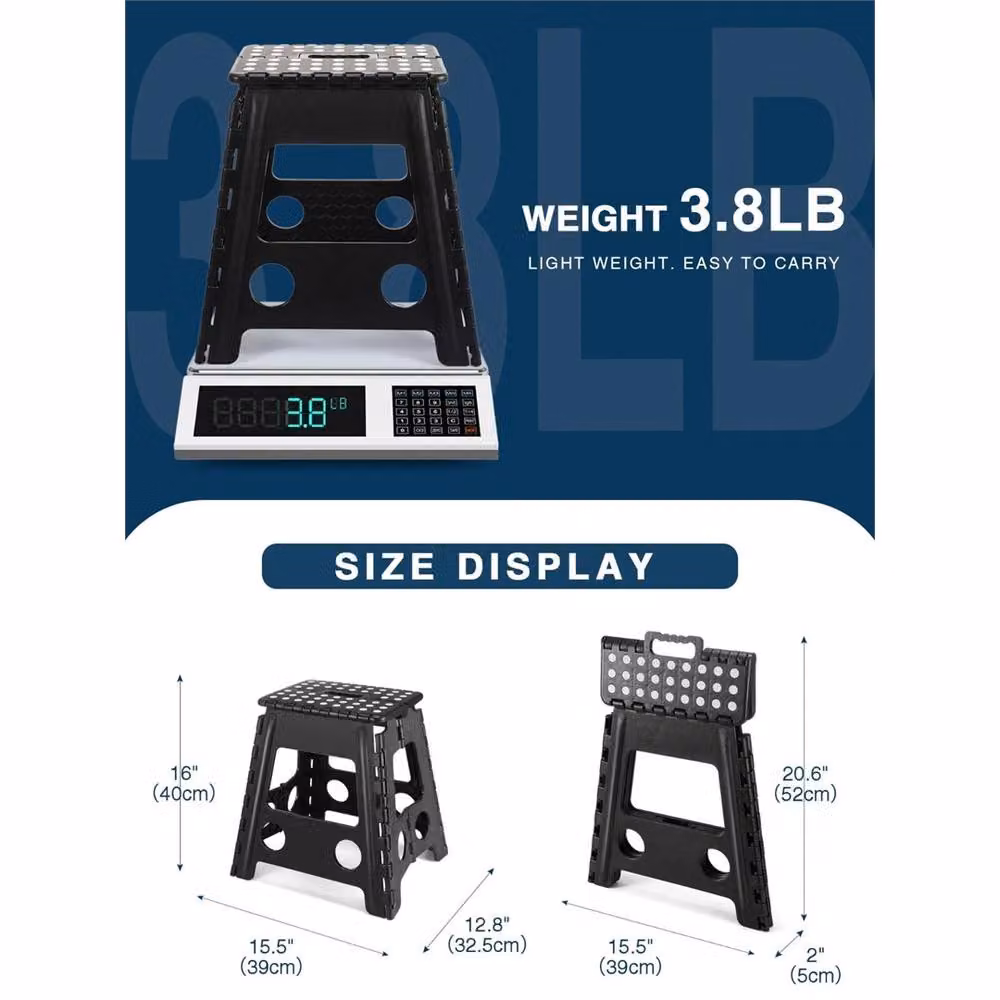 Nordara Black Heavy Duty Folding Step Stool and Multi-Purpose Plastic Ladder with 150kg Capacity – 3