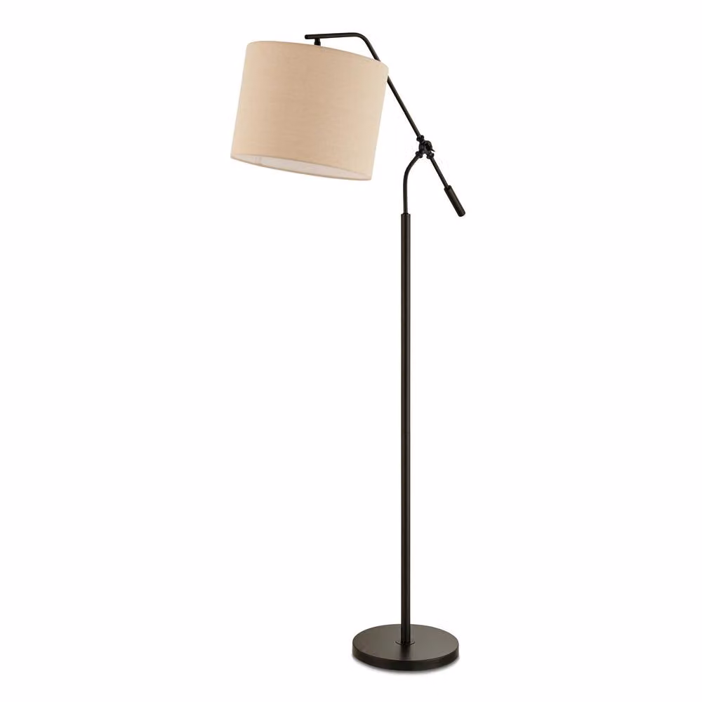 FurnitureboxUK Claudia Black and Beige Standing Floor Lamp with Fabric Shade – 3