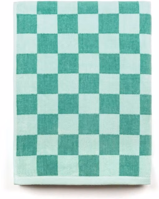 Meco Green Checked Cotton Flat Sheet W/D/H: 180 x 430 x 100 cm